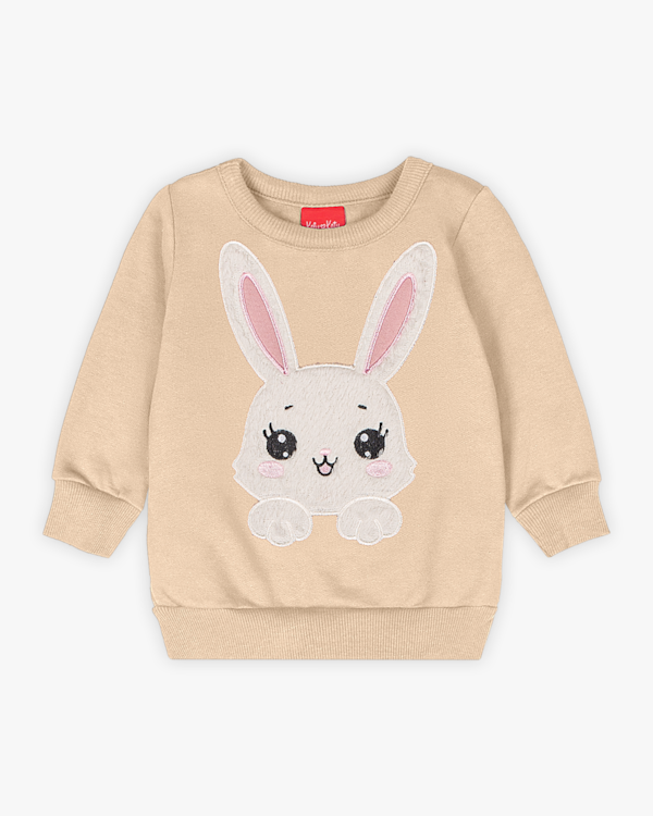 Conjunto Bebê Menina com Blusão Estampa Coelho - Kely Kety - Bege