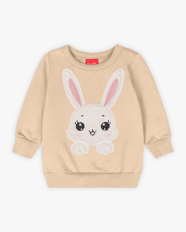 Conjunto Bebê Menina com Blusão Estampa Coelho - Kely Kety - Bege-62e4105c-5ff3-4d20-9b38-17469f9cabe8