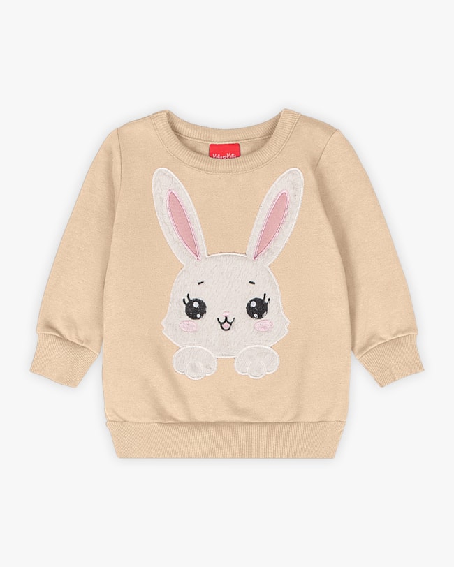Conjunto Bebê Menina com Blusão Estampa Coelho - Kely Kety - Bege-da8dee51-1c83-4a85-b251-edb99b153581