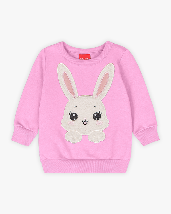 Conjunto Bebê Menina com Blusão Estampa Coelho - Kely Kety - Rosa