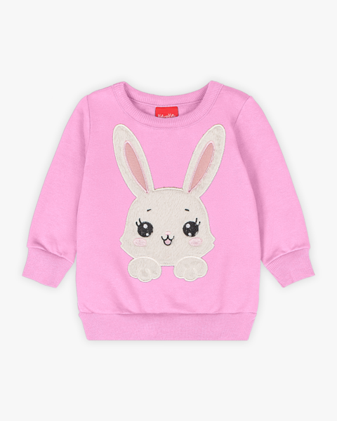 Conjunto Bebê Menina com Blusão Estampa Coelho - Kely Kety - Rosa
