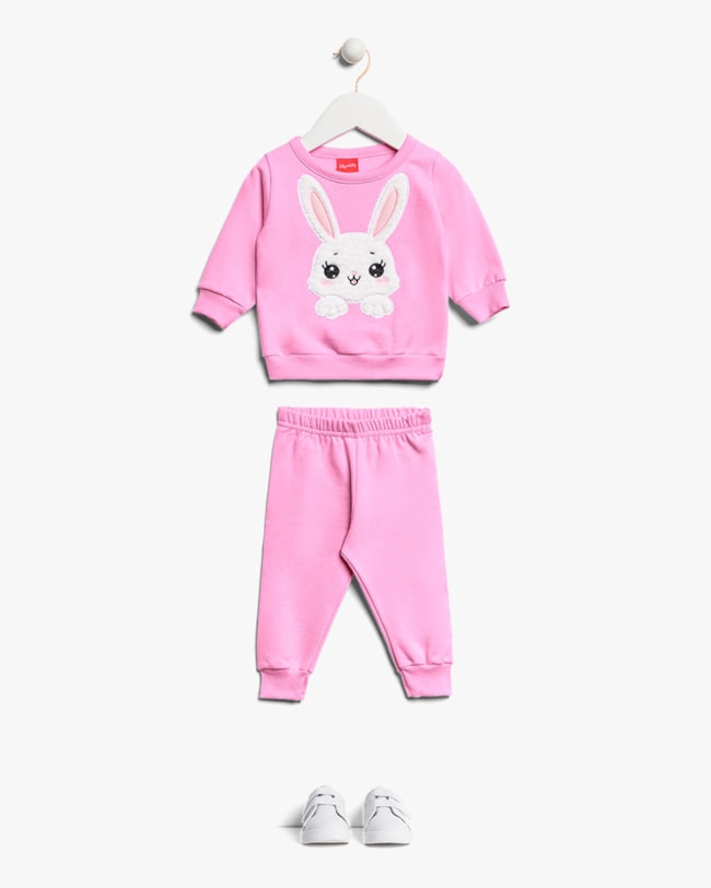 Conjunto Bebê Menina com Blusão Estampa Coelho - Kely Kety - Rosa-2fcb9a54-e527-445b-b8d8-b6f9b45f3286