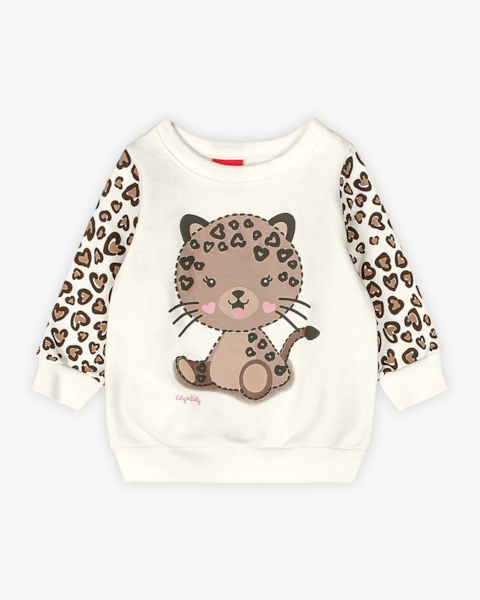 Conjunto Bebê Menina com Blusão Estampa Oncinha - Kely Kety - Branco