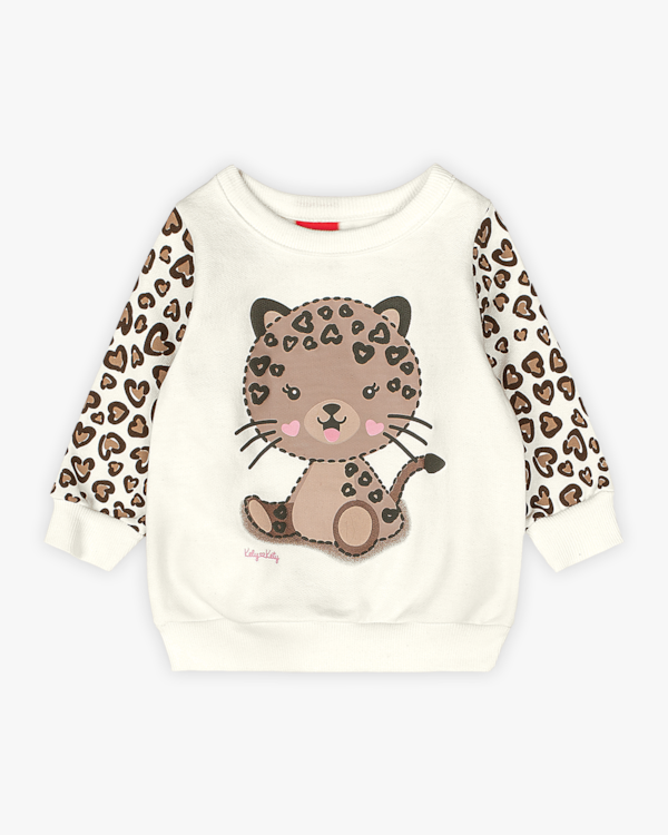 Conjunto Bebê Menina com Blusão Estampa Oncinha - Kely Kety - Branco