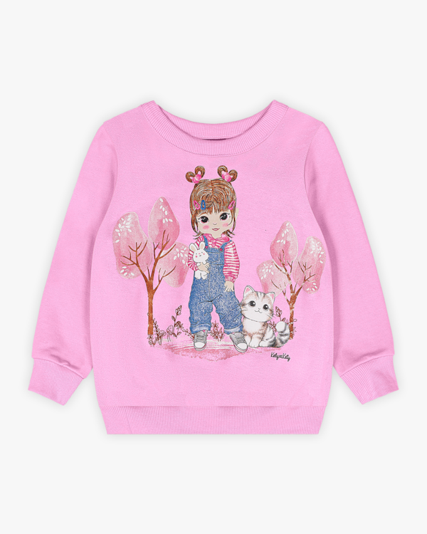 Conjunto Bebê Menina em Moletom com Estampa - Kely Kety - Rosa