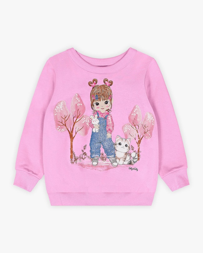 Conjunto Bebê Menina em Moletom com Estampa - Kely Kety - Rosa-d5d908cd-0169-464b-9030-4e993f470d30