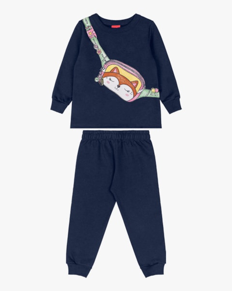 Conjunto Bebê Menina em Moletom Estampa Bolsa - Kely Kety - OXFORD