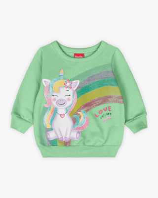 Conjunto Bebê Menina em Moletom Estampa Únicornio - Kely Kety - Verde