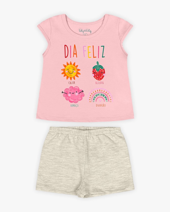 Conjunto Bebê Menina Estampa Dia Feliz - Kely Kety - Sugar-ea3b3752-6bea-4253-a781-266d8c4a0d63