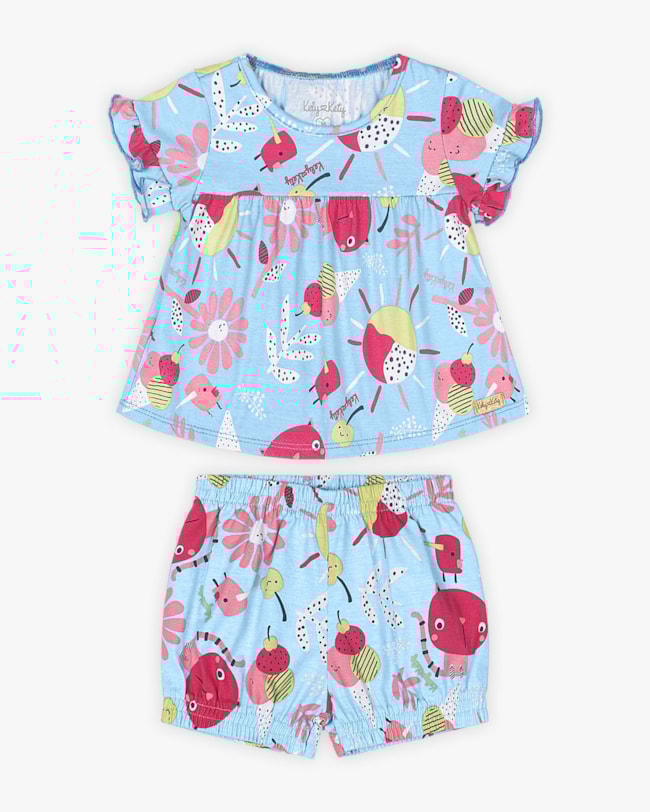 Conjunto Bebê Menina Estampado - Kely Kety - Azul-c333dc05-0543-4b6e-a160-4f943471e2af