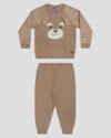 Conjunto Bebê Menino Blusão com Orelhinhas e Calça - ReiRex - Marrom-b0b648c8-811f-4157-bed6-cd78254ac5c8