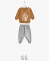 Conjunto Bebê Menino Blusão e Calça em Moletom - ReiRex - Marrom-5447ce17-e368-45fb-98ad-d59aff15ff97