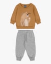 Conjunto Bebê Menino Blusão e Calça em Moletom - ReiRex - Marrom-73f91553-8912-4c6d-8b7b-536e61fc99e6