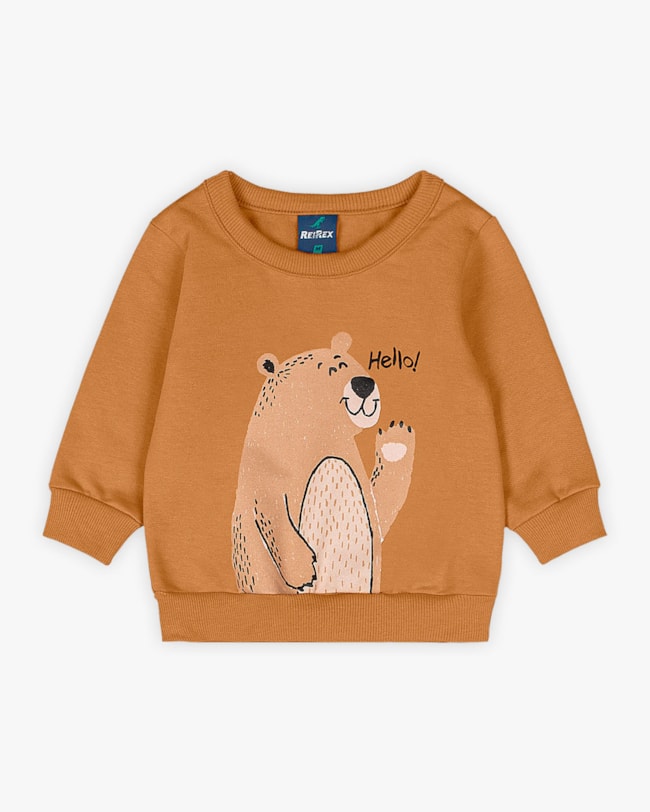 Conjunto Bebê Menino Blusão e Calça em Moletom - ReiRex - Marrom-ef71f495-7fa4-4d4c-8a87-f52e06c2c5b5