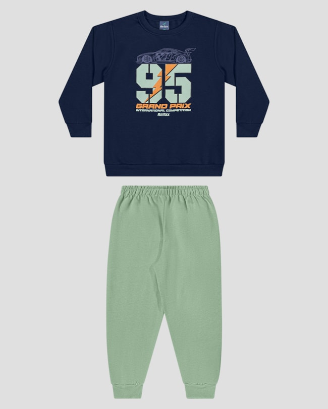 Conjunto Bebê Menino Blusão Estampa Carro e Calça - ReiRex - Azul-8906e2b9-954d-40a9-a683-e43d344fa06f