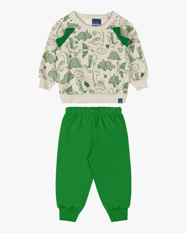 Conjunto Bebê Menino Blusão Estampado e Calça - ReiRex - Mescla-5068f223-99f7-45d7-8a9f-2a482ec3da70