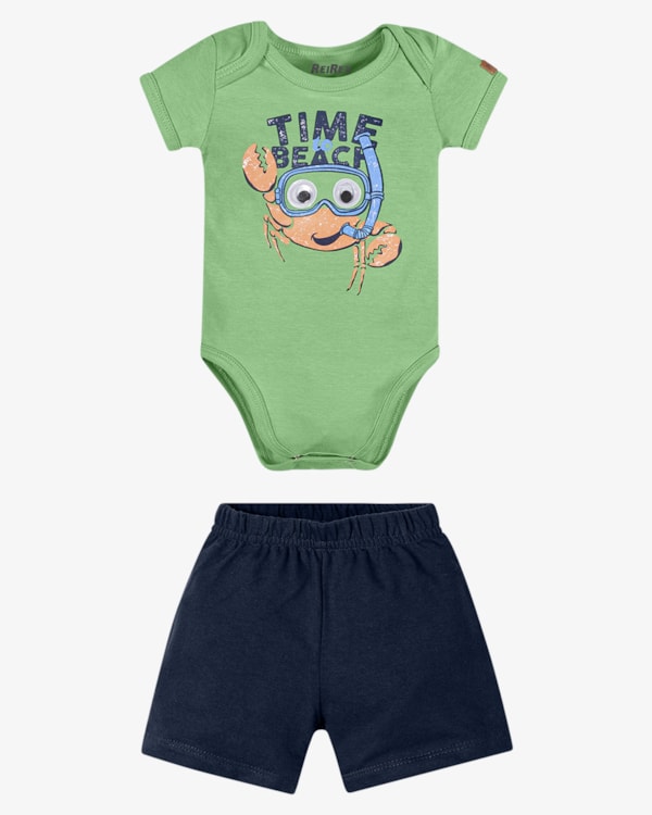 Conjunto Bebê Menino Body com Estampa e Bermuda - ReiRex - Detox