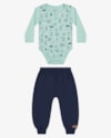 Conjunto Bebê Menino Body e Calça com Bordado ReiRex - Azul-943b9085-3407-4056-a513-fb874638eab8