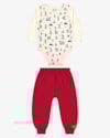 Conjunto Bebê Menino Body e Calça com Bordado ReiRex - Natural-795437f6-742f-4679-aefd-85cb23b007ad