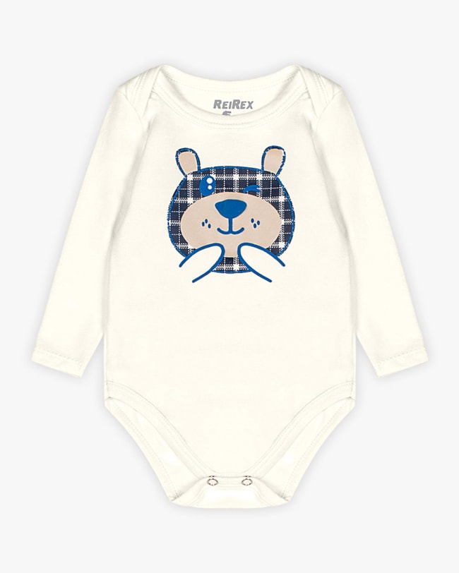 Conjunto Bebê Menino Body e Calça Estampa Urso - ReiRex - Branco-00827bd6-f5a3-4f66-a17e-a911b884b815