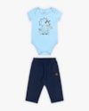 Conjunto Bebê Menino Body Estampa Dino e Calça - ReiRex - Azul-580e02ee-0f48-4420-9c76-b7b5e0283c53