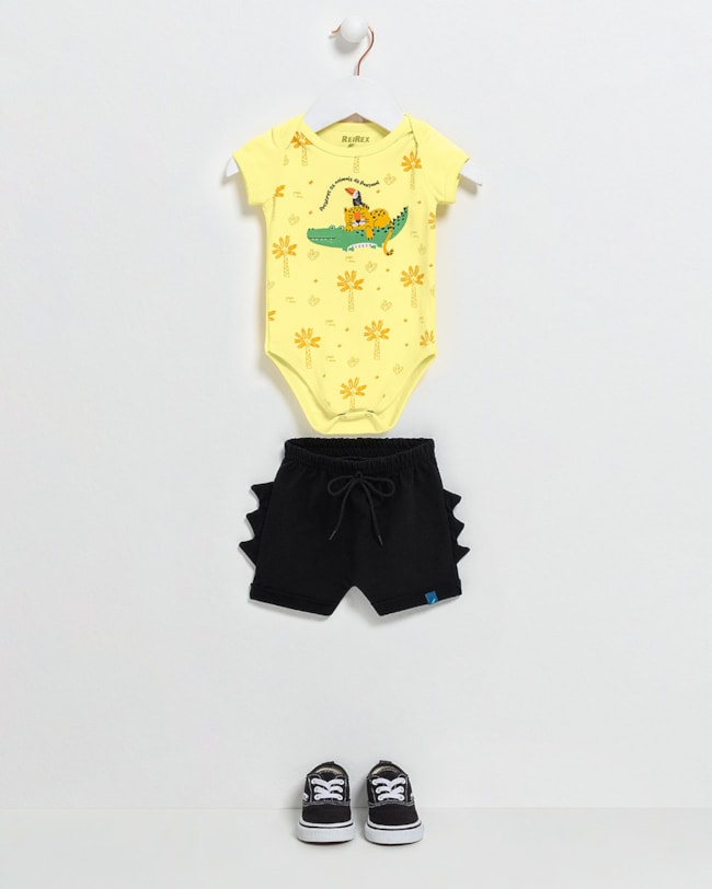 Conjunto Bebê Menino Body Estampado e Bermuda - ReiRex - Pinacolada-e62a4421-aa7d-4961-b283-eefdde2bc6bd