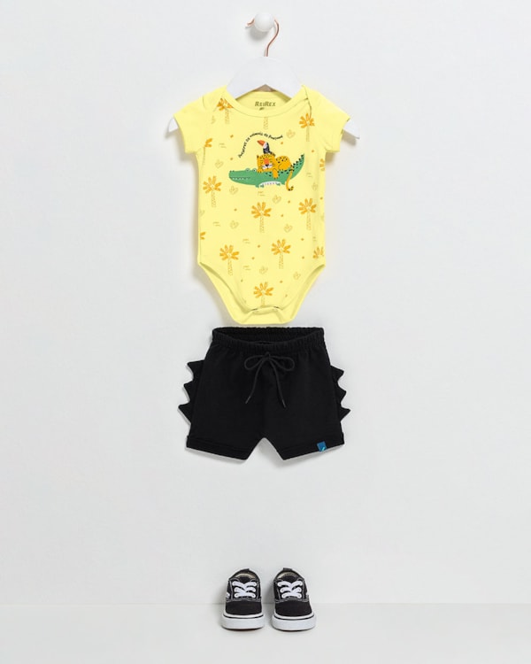 Conjunto Bebê Menino Body Estampado e Bermuda - ReiRex - Pinacolada
