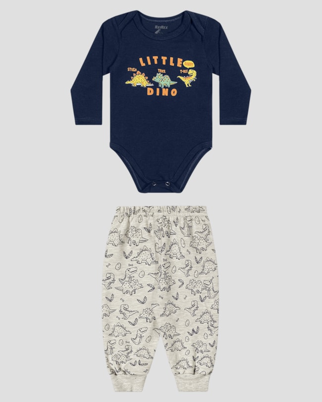 Conjunto Bebê Menino Body Manga Longa e Calça - ReiRex - Azul-a8f41a29-9760-4689-bef8-6f348aececd2