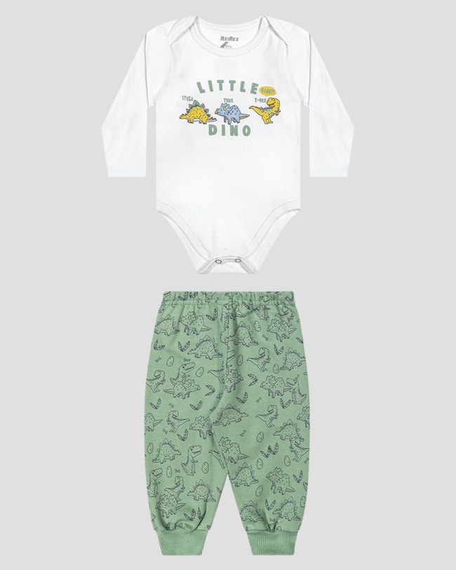 Conjunto Bebê Menino Body Manga Longa e Calça - ReiRex - Branco-5ac0e237-4001-43fa-8ba1-e3e060a5229c