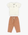 Conjunto Bebê Menino Camisa Gola Padre e Calça - ReiRex - Natural-8415bde2-7742-456a-aded-d0de750ba227