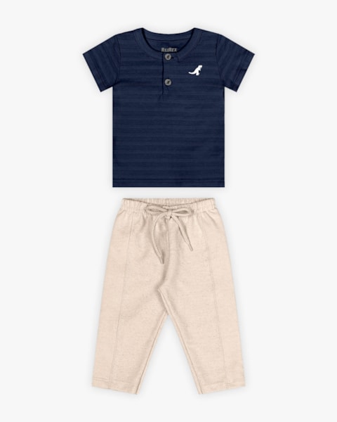 Conjunto Bebê Menino Camisa Gola Padre e Calça - ReiRex - Oxford