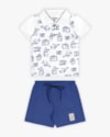 Conjunto Bebê Menino Camisa Polo e Bermuda - ReiRex - Branco-5c0160af-937b-411e-9210-e9befc373cf7
