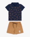 Conjunto Bebê Menino Camisa Polo e Bermuda - ReiRex - Oxford-70b493ea-371d-4438-b936-ee72442f9dfe