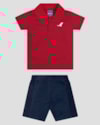 Conjunto Bebê Menino Camisa Polo e Bermuda ReiRex Vermelho-df3541b9-64be-4ded-aace-4e234699d0ad