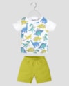 Conjunto Bebê Menino Camiseta Dino e Bermuda - ReiRex - Branco-8480e36e-d12e-4e86-867d-afb2a1e6ec7b