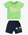 Conjunto Bebê Menino Camiseta e Bermuda Interativa - ReiRex - Verde-388b9a35-daf8-4862-b498-b825018bc745