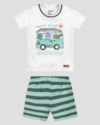 Conjunto Bebê Menino Camiseta e Bermuda Listrada ReiRex Branco-69dd0a7e-a2e3-40df-b734-3985b95bcd31