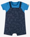 Conjunto Bebê Menino Camiseta e Jardineira Estampada - ReiRex - Azul-2dbb8c4e-bc4c-4b97-b3d8-6040167cc3fd