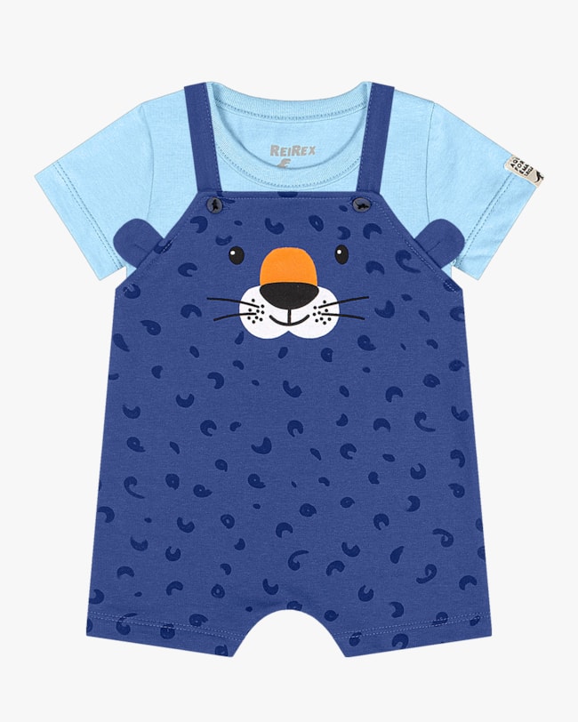 Conjunto Bebê Menino Camiseta e Jardineira Estampada - ReiRex - Azul-41740374-faf1-4e90-9f60-d7551f1d6bd8