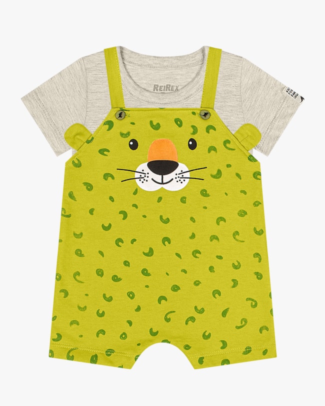 Conjunto Bebê Menino Camiseta e Jardineira Estampada - ReiRex - Mescla-aee960b3-4451-4f40-a90a-bdd2962f5242