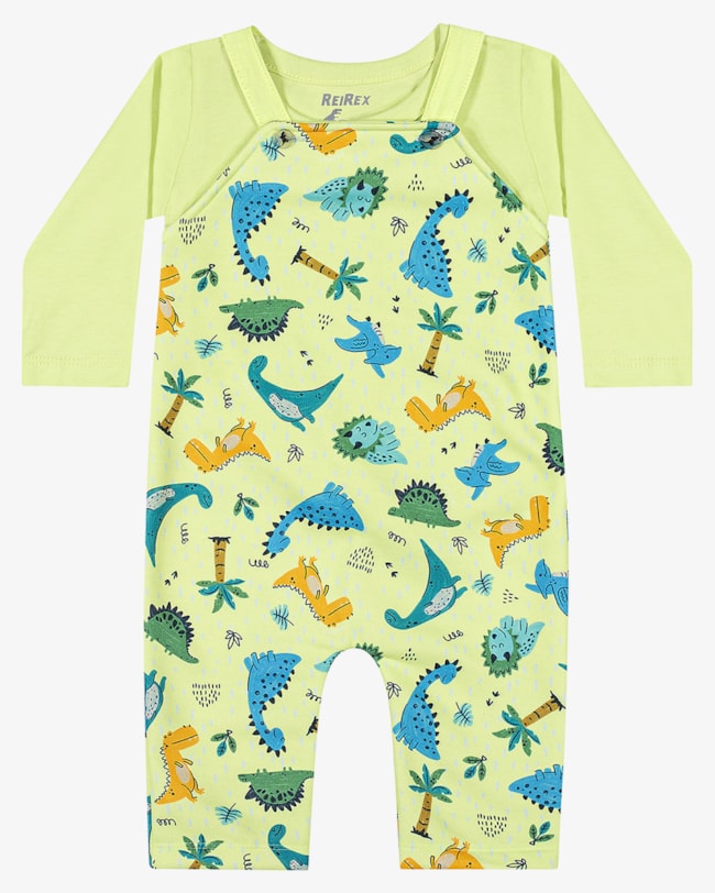 Conjunto Bebê Menino Camiseta e Macacão ReiRex - Verde-dbe31fe5-bf0d-4fe0-8ad8-4afe96051913