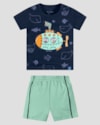 Conjunto Bebê Menino Camiseta Estampa e Bermuda ReiRex Azul-4a5281eb-4a81-43cf-9095-446594526e9b