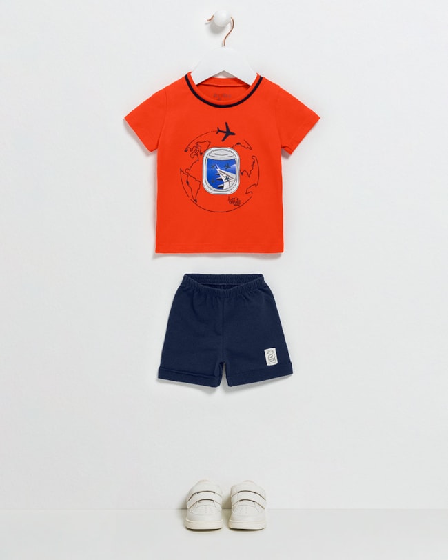 Conjunto Bebê Menino Camiseta Estampada e Bermuda - ReiRex - Carrot-4687e988-260b-4bb5-b738-033b4fd5c24f