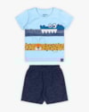 Conjunto Bebê Menino Camiseta Interativa e Bermuda - ReiRex- Azul-b2a40d53-0e44-4f93-bb05-161023a21ecb