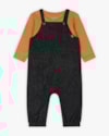 Conjunto Bebê Menino Camiseta Manga Longa e Jardineira - Reirex - Marrom-fa8f868e-3921-44ef-afac-4a42e8030a64