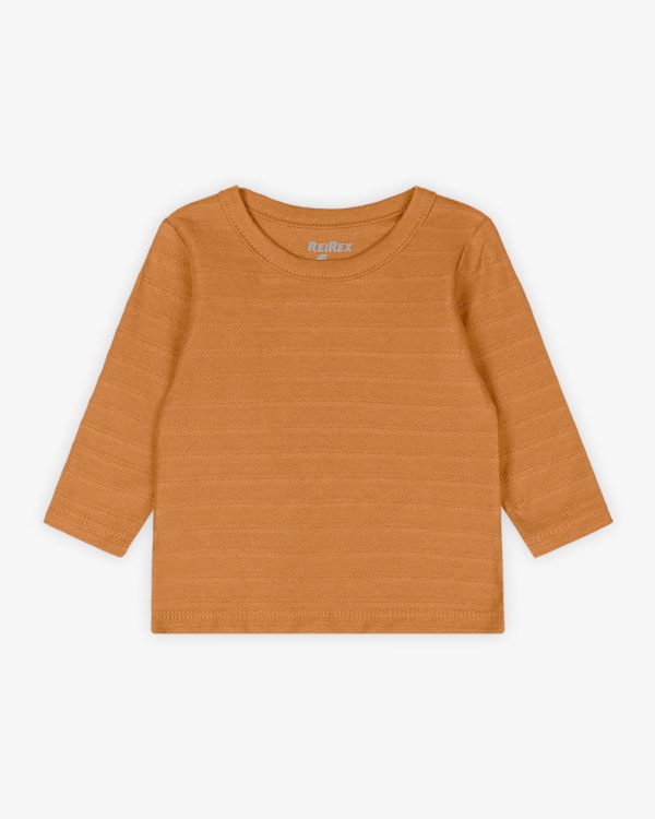 Conjunto Bebê Menino Camiseta Manga Longa e Jardineira - Reirex - Marrom