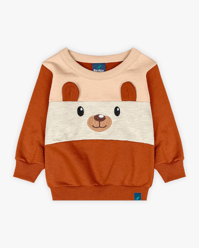 Conjunto Bebê Menino com Blusão Estampa Urso - ReiRex - Deserto-1952df59-71a5-417f-ae5b-51464d49dd1d