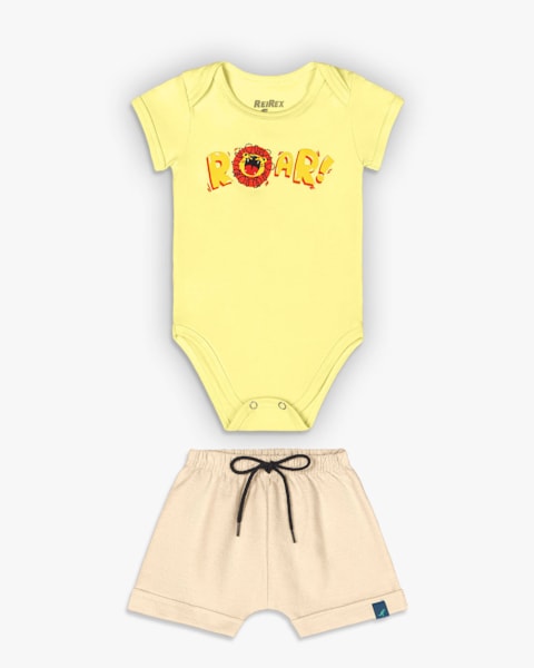 Conjunto Bebê Menino com Body e Bermuda - ReiRex - Pinacolada