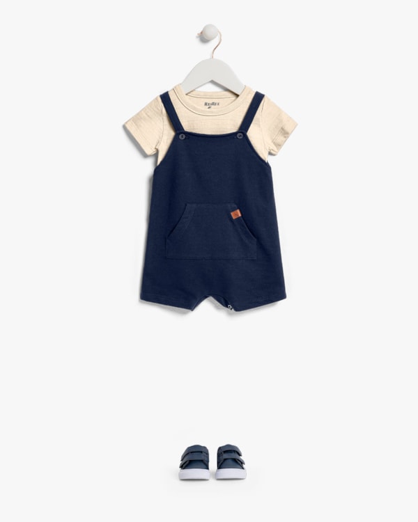 Conjunto Bebê Menino com Camiseta e Jardineira - ReiRex - Tapioca