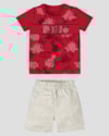 Conjunto Bebê Menino com Estampa Dinossauro ReiRex Vermelho-4026f0bd-752d-460d-889a-3964807e62b8